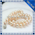 AAA 9-10mm top quality with good price18kgp clasp perfect round chinese pearl necklace